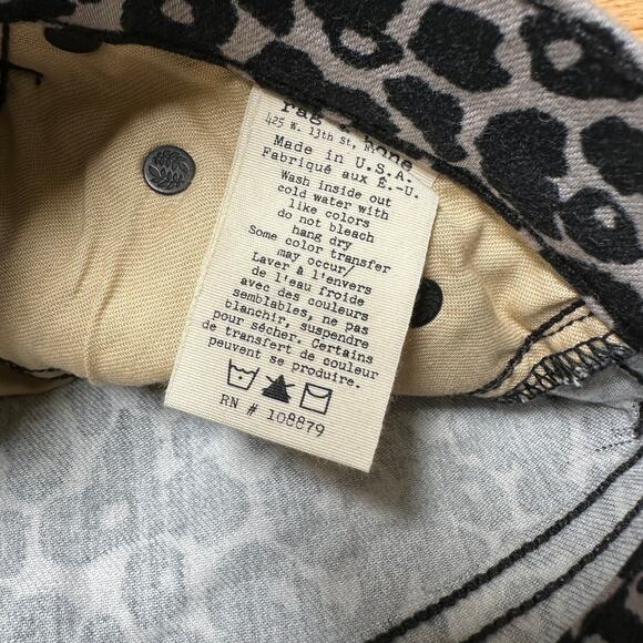 Rag & Bone Ameoba Leopard Print Skinny Pants Size 25 EUC Low Rise Flat Front - Picture 7 of 10